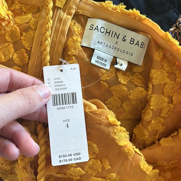 NWT Anthropologie Sachin & Babi Mustard Clip Dot Halter Top Women's size 4 - Picture 7 of 8